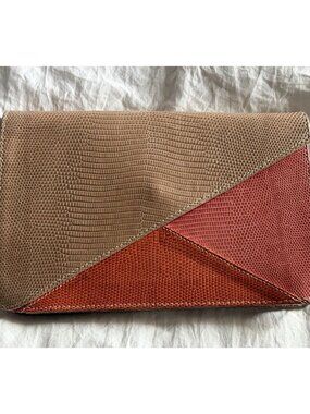 Ted Rossi Women’s Gold Peach Pink Women’s Handbag Clutch Leather Snake?